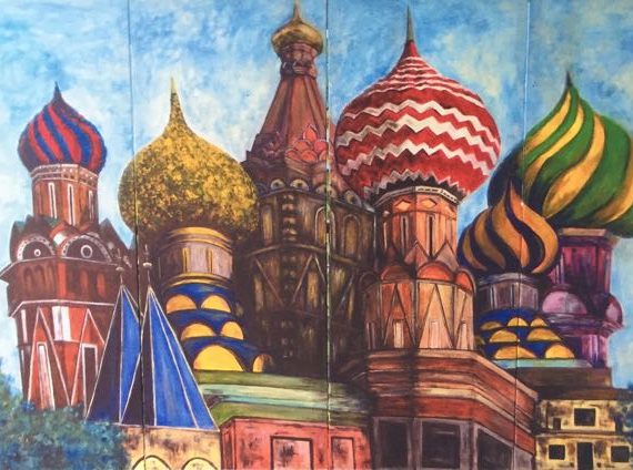 St Basil's Cathedral, Moscow - My Interpretation in acrylic on canvas