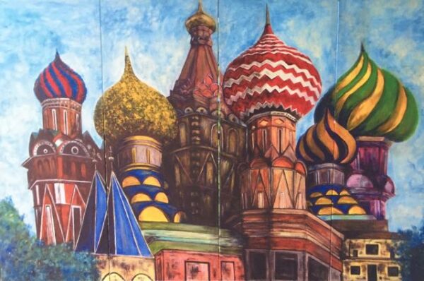 St Basil's Cathedral, Moscow - My Interpretation in acrylic on canvas