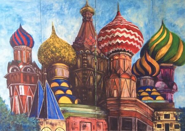 St Basil's Cathedral, Moscow - My Interpretation in acrylic on canvas