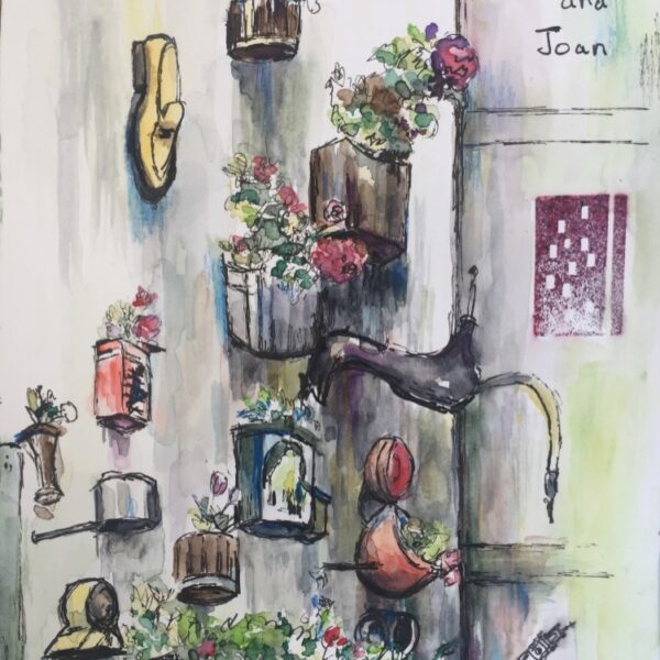 Hanging baskets in Porto, Urban Sketchers Symposium 2018