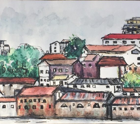Watercolour sketch of Porto, Urban Sketchers Symposium 2018