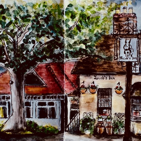 Jacob’s Inn at Wolvercote Oxfordshire Watercolour and Ink Original Art Painting