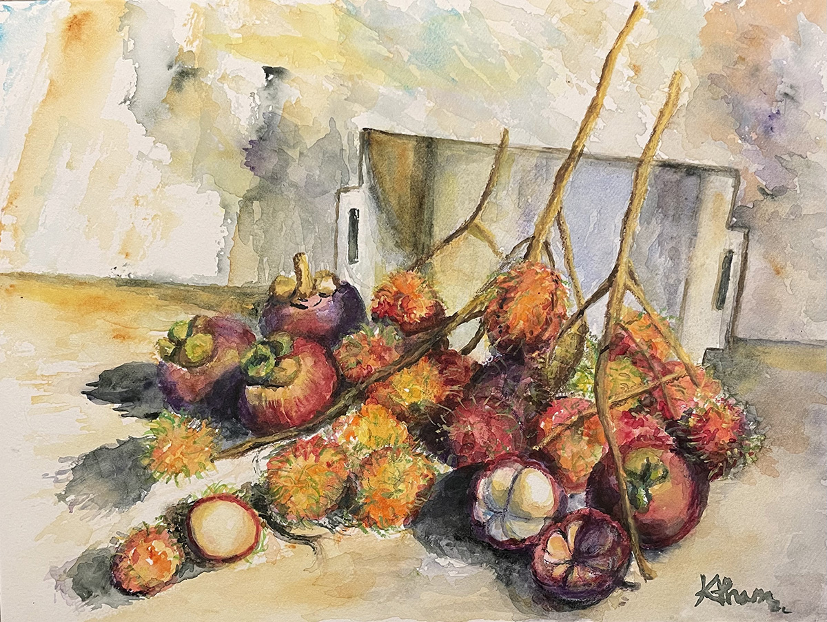 Autumnal still life original watercolour painting